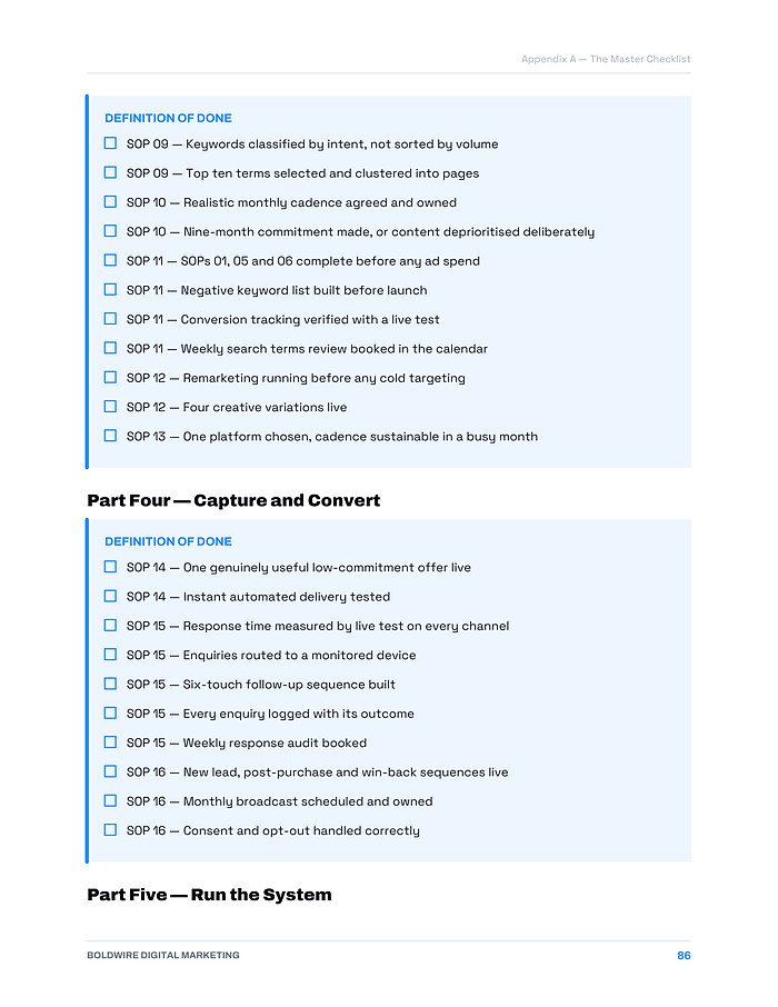 Appendix A — The Master Checklist